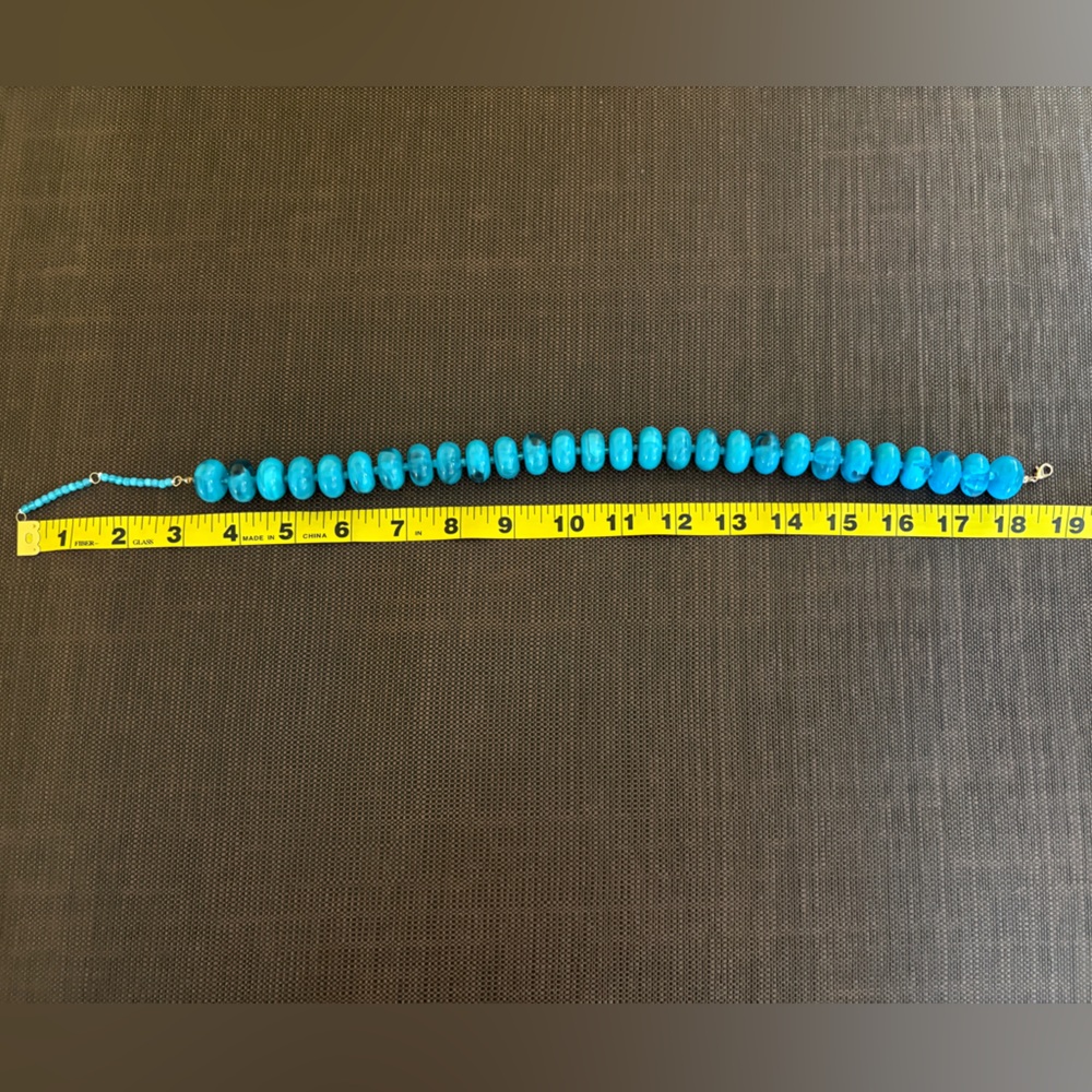 New Elegant Turquoise Blue Statement Beaded Resin Necklace - Picture 11 of 13